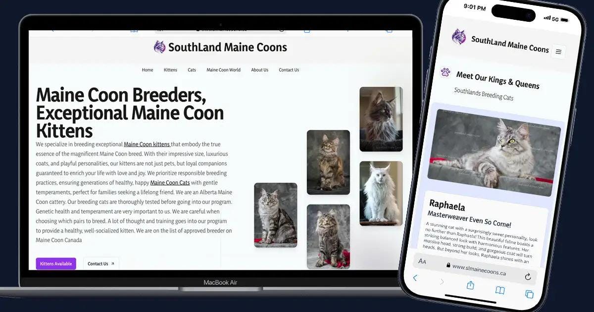 Purr-fect Web Design: Southland Maine Coons Cattery Website Showcase